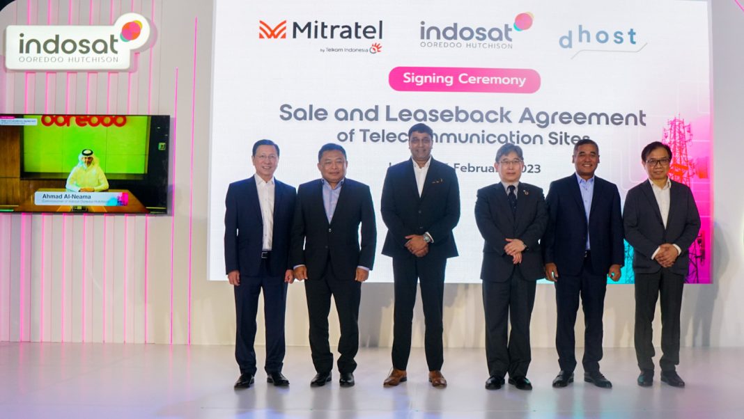 PT Indosat Tbk (Indosat Ooredoo Hutchison atau IOH), PT Dayamitra Telekomunikasi Tbk (Mitratel), dan PT dhost Telekomunikasi Nusantara (dhost) menandatangani perjanjian penjualan 1.630 menara telekomunikasi dan sewa kembali 1.527 menara telekomunikasi