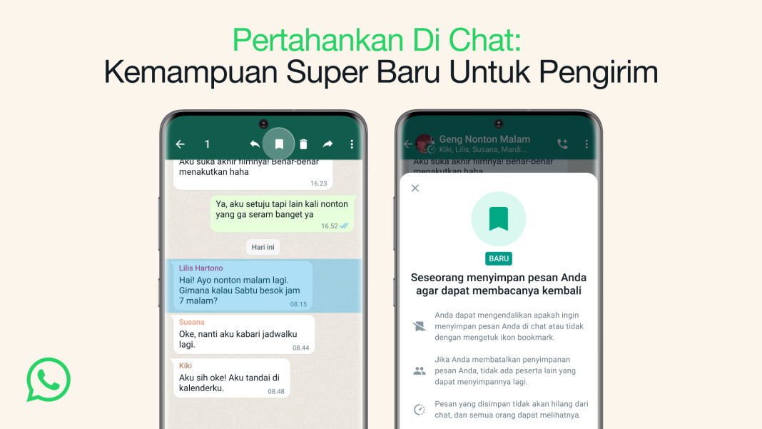 WhatsApp memperkenalkan fitur “Pertahankan di Chat”, agar Anda dapat mempertahankan teks yang nantinya Anda perlukan, menggunakan kemampuan super khusus untuk pengirim.