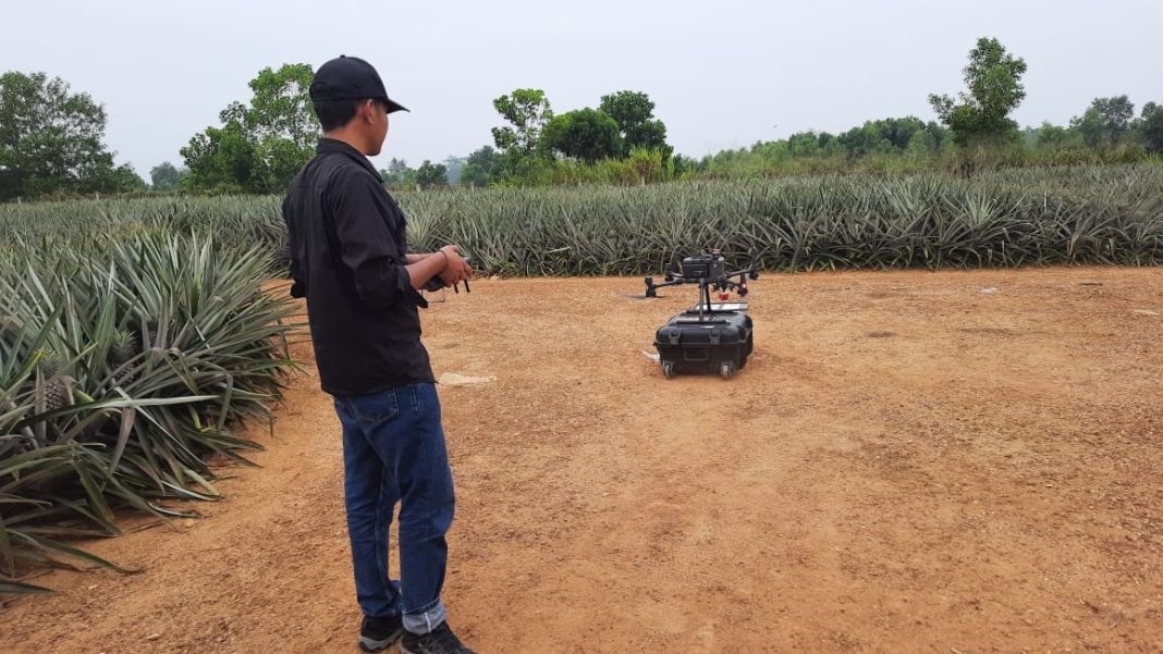 Penggunaan drone di area perkebunan