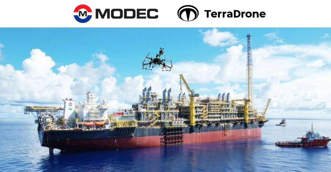 Terra Drone Corporation, Urban Air Mobility (UAM) dan MODEC, Inc. menandatangani Memorandum of Understanding (MoU) untuk pengembangan teknis drone inspeksi untuk FPSO (Floating Production, Storage, and Offloading system), sebuah platform yang umum digunakan di lepas pantai.Terra Drone Corporation, perusahaan teknologi drone dan Urban Air Mobility (UAM) dan MODEC, Inc. menandatangani Memorandum of Understanding (MoU) untuk pengembangan teknis drone inspeksi untuk FPSO (Floating Production, Storage, and Offloading system), sebuah platform yang umum digunakan di lepas pantai.