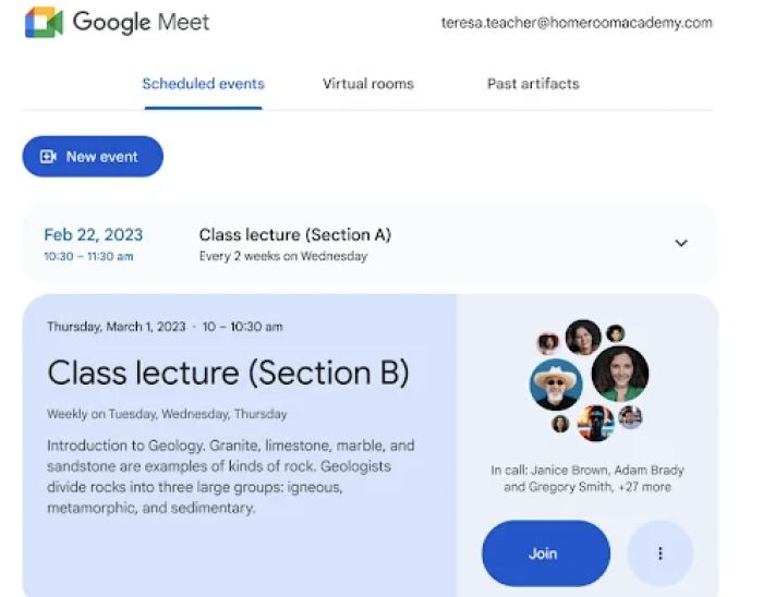 Akses Google Meet langsung dari LMS